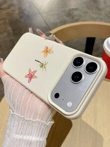 热带海滩棕榈树和海星手机壳，米色仿皮材质，防摔防刮防指纹，简约设计，夏日度假风时尚手机壳，适合作为节日/毕业/生日礼物，多功能日常手机壳，兼容 17 Pro Max/17/16/15/14 Pro Max/13 Pro/12/11/15 Plus - 米色 - 查看 5