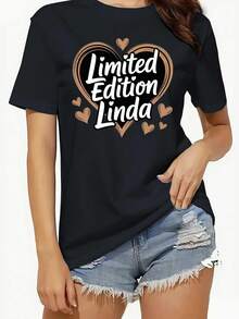Camiseta Estampada para Mujer - Camiseta Casual de Manga Corta y Cuello Redondo en Negro con Diseño de Concientización sobre el Cáncer en Purpurina Morada Brillante, Corte Relajado para Todas las Estaciones, Perfecta para Uso Diario y Atuendos de Vacaciones (Lavable aáquina). - Negro - Ver 6