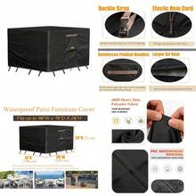 Bálsamo de jardín resistente al agua fundas para muebles de patio resistentes a la decoloración fundas rectangulares de 98 pulgadas de ancho x 78 pulgadas de profundidad x 28 pulgadas de alto - Dblack - Ver 1