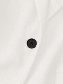 Blazer casual de unicolor para mujer - Blanco - Ver 4