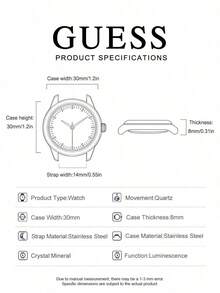 Guess 1 chiếc đồng hồ đeo tay nữ thạch anh kim - Vỏ và dây đeo bằng thép không gỉ mạ vàng hồng 30mm, mặt số bạc, dây đeo thép không gỉ hai tông màu, chống nước 30M, phụ kiện thời trang - GW0687L3 - Bạc - Xem 6