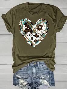 Camiseta Estampada de Moda para Mujer de Tallas Grandes, Cuello Redondo, Estilo Casual, Ligera y Transpirable, Adecuada para Primavera y Verano - Básica y Versátil - Negro - Ver 11