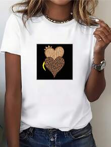 180g Heart And Crown T-Shirt For Her - Perfect Gift For Family And Friends | Valentine's Day Special | Lightweight And Comfortable T-Shirt For Everyday Wear - 白色 - 查看 7