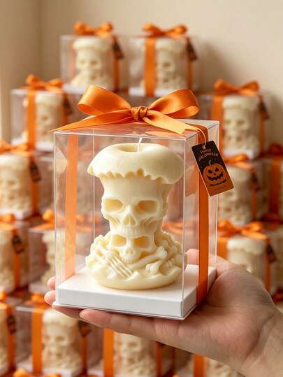 1 khuôn silicon hình cột đầu lâu và trái cấm Halloween, thiết kế hình rắn quấn táo, dùng để làm nến thơm, khuôn đất sét thạch cao, khuôn nhựa DIY trang trí ngày lễ ma quái.
