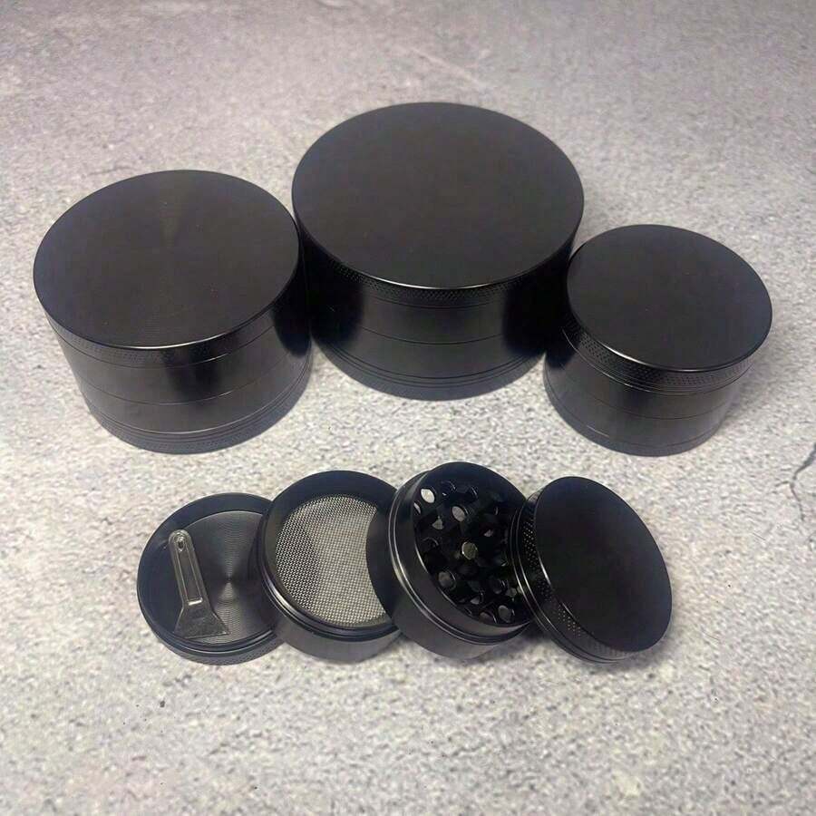 1.6/2/2.5/3inch Black 4-Layers Herb Grinder 4-Layer Zinc Alloy Crusher Manual Mill Mortar Pestle Tobacco Cutter Metal Tobacco Raw Grass Grinder Shredder Tool Cigarette Accessories Gift - màu đen - Xem 1