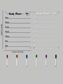 Cute Puppy Design Refrigerator Weekly Planner Message Board, Erasable Acrylic Schedule Planner With Multi-Color Pens, Office And Home Use, Erasable Schedule Message Board, Home Memo Record Sticker, Back To School - Multicolor - View 10