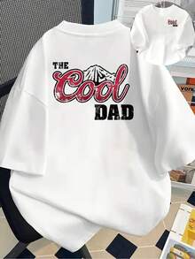 New 180g Short-Sleeved T-Shirt, 1% Cotton, With Front And Back Prints - Cool Dad, Father's Day - Fashionable Printed T-Shirt For Women, Short-Sleeved, For All Seasons, Modern Clothing - Suitable For Layering In Spring And Autumn Or As A Standalone Garment In Summer, Unisex. - 白色 - 查看 7