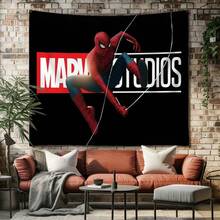 1pc Spider-Man Happy Birthday Backdrop Marvel Superhero Boy Party Decoration Cartoon Photography Background Indoor Holiday Gathering Scene Layout Cake Table Wall Tapestry Anime Fan Birthday Party Props Wall Hanging Decor - 多色 - 查看 1
