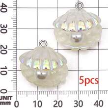5/10pcs Resin Shell With Faux Pearl Charm Gradient Color Shell Pendant For DIY Bracelet Necklace Earrings Jewelry Making Accessories 23x23mm - Shell - View 8