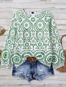Camisa de Body completo con estampado botánico minimalista de talla grande, blusa de moda elegante para mujer, parte superior de primavera/otoño - Multicolor - Ver 8