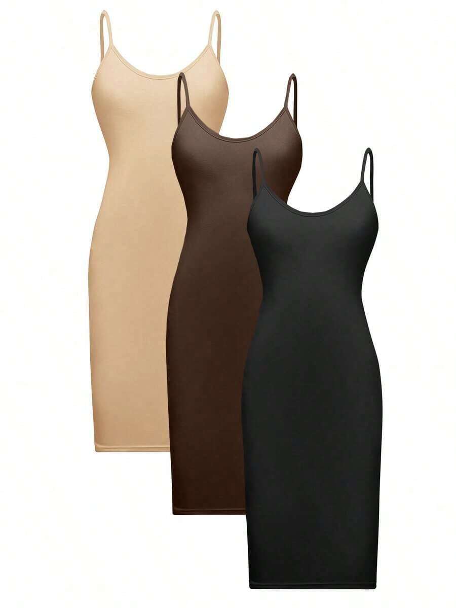 Vestido Casual De Tirantes De Espagueti De Color Sólido - Multicolor 2 - Ver 1