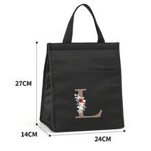 Bolsa térmica, bolsas de almuerzo portátiles, bolsa térmica aislada, bolsas Bento para comida, impresión de letras doradas, bolsas de hielo para almacenamiento de Picnic de viaje - L - Ver 13