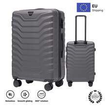 W WINGS مجموعة أمتعة عائلية كبيرة أو حقيبة سفر 14 بوصة 16 18 20 24 28 بوصة ABS+ | قفل مركب، مقبض تلسكوبي، جودة عالية، عجلات دوارة 360° - رمادي - مشاهدة 9