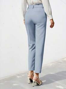 Pantalones de traje sólidos y simples para uso diario de mujer - Celeste - Ver 2