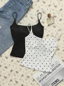 2 piezas Conjunto de camisola sin espalda ajustada para mujer, Camisola sin espalda de verano para mujer, Adecuado para el transporte diario, citas, fiestas, otoño/invierno/verano, Navidad, Año Nuevo, Acción de Gracias, fiestas, bodas, playa, ceremonias de graduación, de moda, elegante, casual, salidas, citas, reservas, transporte, brillante, Día de San Valentín, elegante, vacaciones, casual, Y2K, salidas, ceremonias de graduación y otras ocasiones. - Multicolor 4 - Ver 5