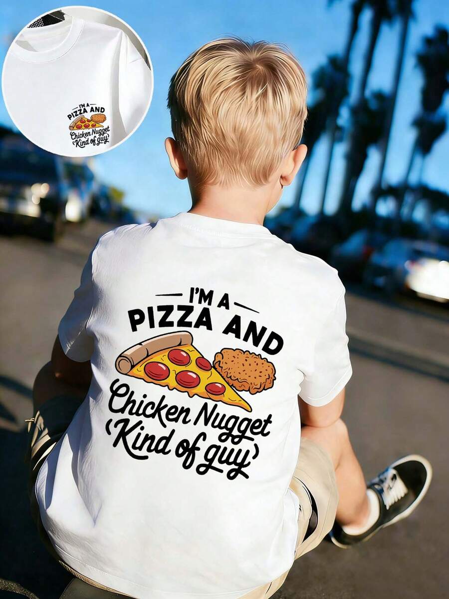 Tween Boy-Cartoon Print T-Shirt, Suitable For Girls' Daily Wear, Girls' Spring/Summer Casual Versatile Top - White - View 1
