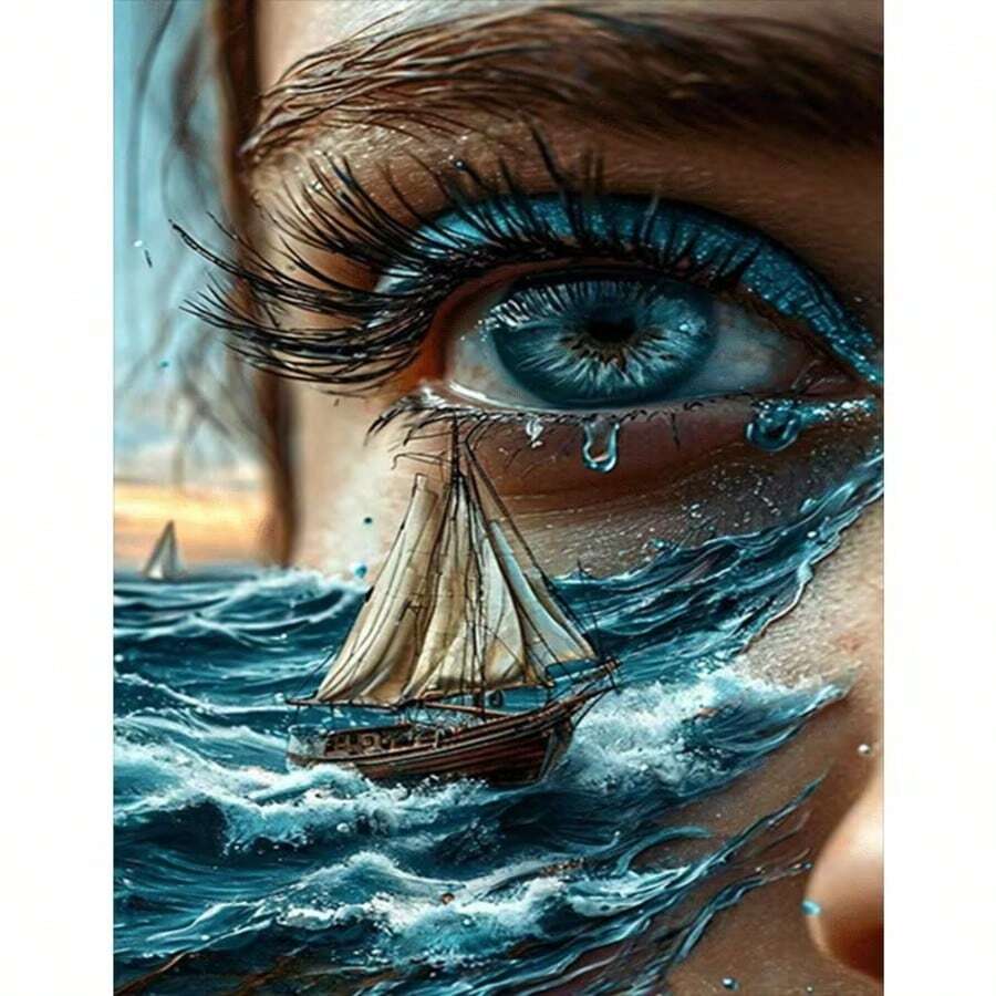 1幅[30*40厘米/11.8*15.7英寸]5D亚克力钻石画套装，海洋主题，适合成人初学者DIY马赛克钻石画，全钻手工DIY钻石画，可装饰客厅、卧室、办公室墙面，也可作为礼物赠送亲朋好友，无框 - 無框 - 查看 1