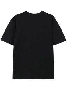 New T-Shirt. This Comfortable And Versatile Short-Sleeved Printed T-Shirt Features A Relaxed, Crew-Neck Design, Perfect For The Office, School, Weekend Outings, Or Travel. It Easily Integrates Into Everyday Life, Providing A Fresh And Lightweight Feel. - 黑色 - 查看 2