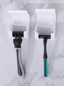 4 piezas Soporte de pared para rasuradora de baño | Ganchos autoadhesivos | Puede sostener rasuradora, bola de baño, toalla y cepillo de dientes | Almacenamiento de baño y viaje - A - Ver 12