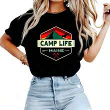 Camiseta Maine Camp 220 g Camiseta de algodón grueso para hombre - Calidad y tacto agradable - Adecuada para todas las personas, ya sean mujeres u hombres - Tejido duradero de alta calidad apto para todas las estaciones, suave al tacto pero hecho para durar - Tops transpirables - Conjuntos de otoño para mujer - Conjuntos de vacaciones para mujer - Disfraz de Halloween para mujer - Negro - Ver 6