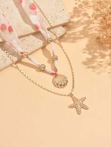 Bộ 2 dây chuyền ruy băng phong cách Bohemian lấy cảm hứng từ đại dương và dâu tây, thiết kế nhiều lớp với mặt dây chuyền hình vỏ sò và sao biển, thích hợp để đeo hàng ngày, đi nghỉ mát ở bãi biển và tham dự các lễ hội âm nhạc. - Nhiều màu - Xem 3