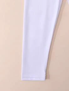 1 chiếc quần legging co giãn màu trơn cho bé gái, quần yoga cho thiếu nữ, quần thể thao mềm mại thường ngày cho trẻ em, trang phục cơ bản hàng ngày. - trắng - Xem 4