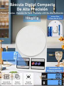 Digital Kitchen Scale, Kitchen Gram Scale, Weighs From 1 Gram To 5 Kilos - White - View 2