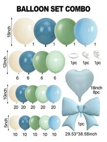 Blue Love Bow Balloon Arched Set,Multiple Sets, 18/12/10/5 Inches Blue Sand White Sea Blue Mist Blue Maca Blue Maca Green Retro Green Light Blue Balloon Arched Wreath, Suitable For Baby Shower Bridal Gift Party Jungle Wedding Birthday Theme Gender Reveal Anniversary Party Decoration - Blue - View 9