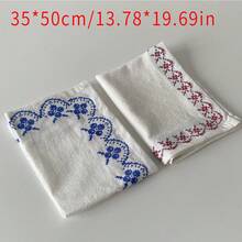 1/2/4入 紅藍刺繡波浪花卉裝飾布餐巾，柔軟農舍風，適用於婚禮、日常使用、四季皆宜 - 彩色 - 查看 2