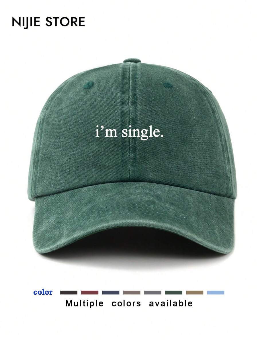 1pc Women's Minimalist Vintage Washed Baseball Cap With "I'm Single" Pattern, Adjustable Retro Dad Hat, Lightweight And Comfortable, Suitable For Outdoor Activities And Daily Wear,Beach,Travel - God's Plan Over Mine - View 1
