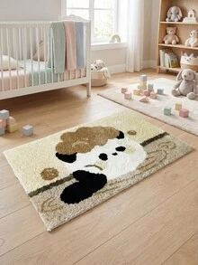 1 Piece Cute Panda Bath Pattern Bathroom Floor Mat, Imitation Cashmere Fluffy Door Mat, Comfortable Non Slip Entrance Carpet, Suitable For Decoration In Bedrooms, Bathrooms, Kitchens, And Entrance Passages - A - View 5