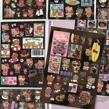 SANRIO 8张黑色皮革Hello Kitty贴纸，甜美酷炫风格三丽鸥手账剪贴簿防水贴纸 - 彩色 - 查看 5