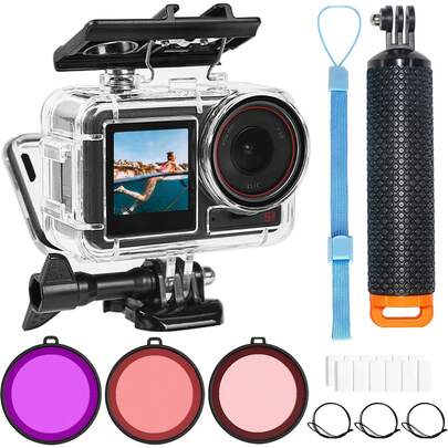 Para Osmo Action5/4/3 Estuche Protector, Material PC, Carcasa de Buceo, Diseño de Liberación Rápida | Protección Completa | Accesorio de Grabación para Fiestas en la Playa | Fotografía Subacuática | Fotografía de Buceo para Viajes de Vacaciones de Verano | Elementos Esenciales de Viaje para Juegos Acuáticos