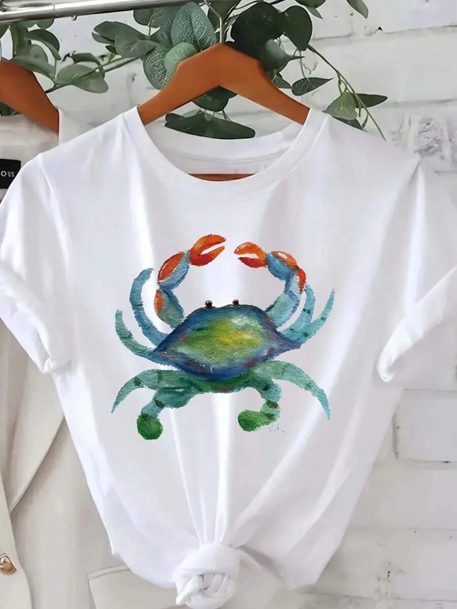 Women's San Francisco Print T-Shirt, Casual Short Sleeve Top For Women, Comfortable Fit, Matching Sister Sets, Outdoor Travel Essential, Women's T-Shirt, Spring/Summer T-Shirt. - 白色 - 查看 1
