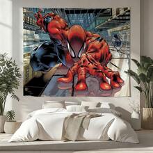 1pc Spider-Man Happy Birthday Backdrop Marvel Superhero Boy Party Decoration Cartoon Photography Background Indoor Holiday Gathering Scene Layout Cake Table Wall Tapestry Anime Fan Birthday Party Props Wall Hanging Decor - Nhiều màu - Xem 1