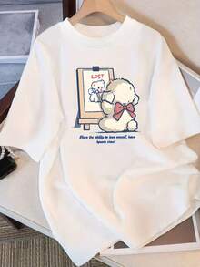 This Stylish And Comfortable Women's Summer T-Shirt Features A Relaxed Crew Neck And Short Sleeves, Making It Versatile, Casual, And Energetic-Perfect For Everyday Wear. LTWH Wardrobe Essentials - 白色 - View 1
