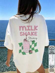 2026 Vår/Sommar Överdimensionerade Toppar, 100% Bomull, Dam Kortärmade T-shirts, Roligt Jordgubbs Milkshake Mönster, Enfärgad Rund Halsringning, Mjuk och Bekväm, Vardagskläder, Streetwear, Y2K, Strand, Examen, Semester, Topp, Sommar, Vår, T-shirt, Gym, Sport, Festtopp, Blus, Romersk, Vintage, Karneval, Alla hjärtans dag, Maija, Damtoppar, Damtoppar, Våroutfit, Jersey, Damvinterkläder, Damsommarkläder, Roliga T-shirts, Semester, Strand, Vardagskläder, Söta Toppar, Svart Topp, Vit Topp, Sommartoppar, Vår för Damer, Påskkläder för Damer, Karneval, Kontor/Vardagsrum/Hem/Minimalist, Western Dam, Outfits, Amerikansk Retrostil, Unisex, Ytterkläder, Höst, Överdimensionerad - Vit - Visa 7