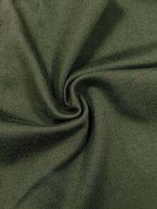 Camiseta de manga corta de cuello en V de unicolor casual de verano - Verde militar - Ver 3