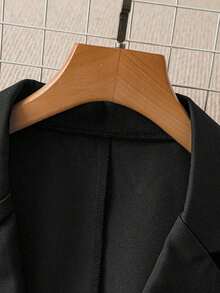 Blazer casual de unicolor para mujer - Negro - Ver 3