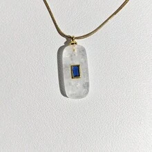 1 mặt dây chuyền đá tự nhiên hình chữ nhật, thạch anh tím, lapis lazuli, dùng để làm trang sức, vòng cổ tự làm. - Quảng trường - Xem 13