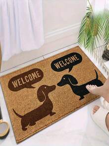 1pc Crystal Velvet Super Cute Brown & Black Long Plush Welcome Mat, Suitable For Porch, Kitchen Or Entryway, Perfect Gift For Pet Lovers, Easy To Clean, Interesting Design - A - View 5