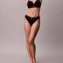 Calvin Klein Graphic Monogram Microfiber Stretch High Waist Bikini QF8705 - 黑色 - 查看 2
