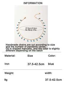 imoli 1 pieza Collar gargantilla con colgante de borla minimalista de aleación de zinc para mujeres, regalo (Cadena hecha a mano personalizada al tamaño. La cantidad de colgantes puede variar, el color de la borla puede diferir ligeramente debido al tintado manual y a la variación de lotes) - Azul - Ver 7