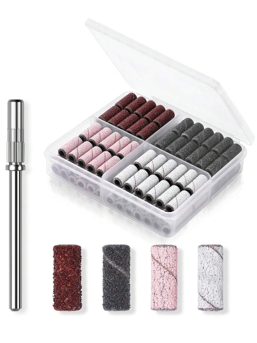 klimonla 100pcs Multicolor Mini Sanding Bands (4 Colors) With Upgraded 3.1mm Holder - Professional Nail Salon Supplies And Buffing Tools. Ideal Mother's Day Gift; Portable Boxed Set - Travel Essential - Multicolor - View 1