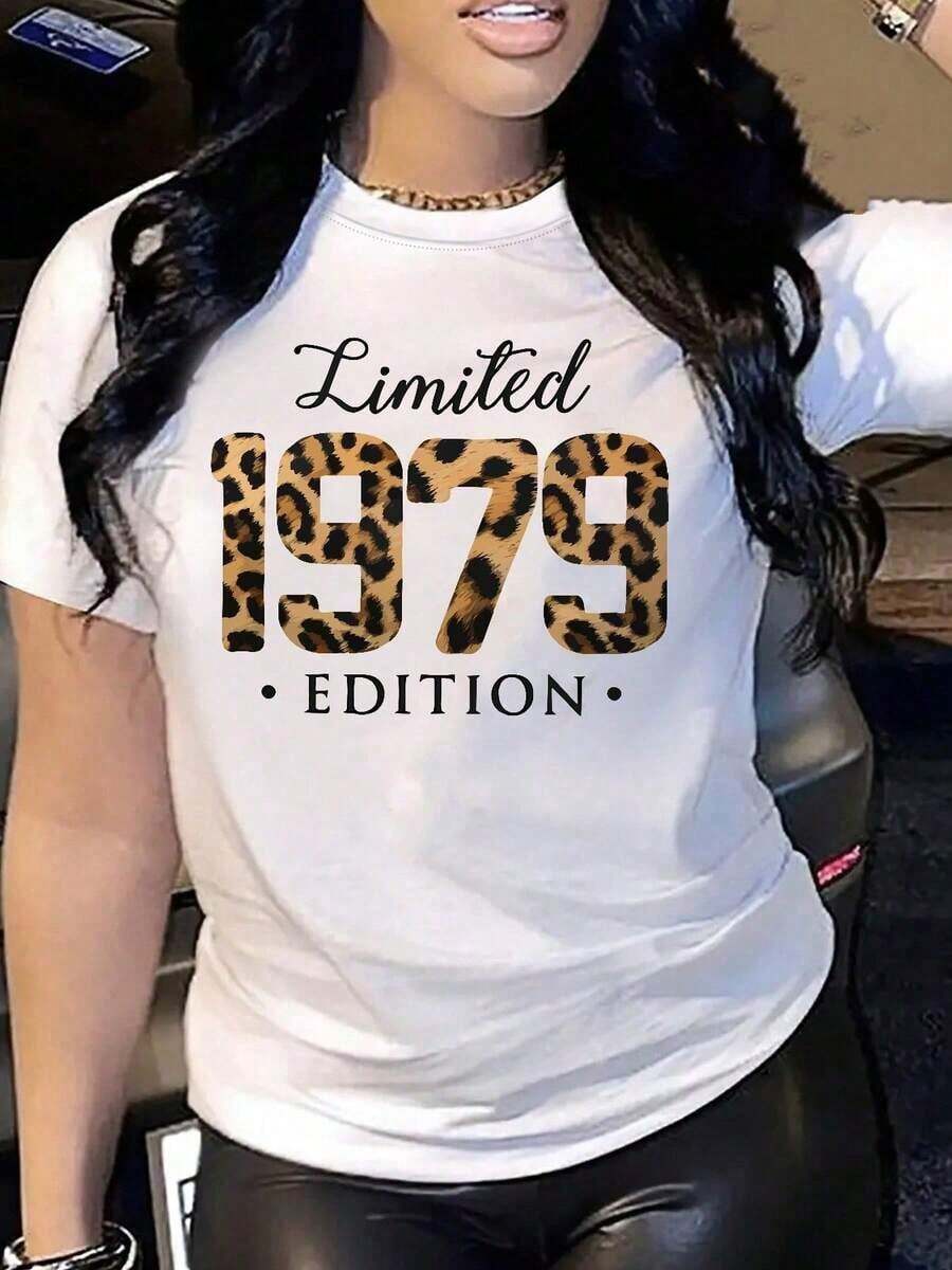 Under The Radar Women's T-Shirt | Shipped From Mexico | High-Quality Breathable Fabric | Loose-Fitting Short-Sleeve Cotton T-Shirt With Leopard Print, Limited Edition 1979, Casual Sporty Style With Crew Neck, Urban Vintage Style, Unisex, In Black And White. - 白色 - 查看 1