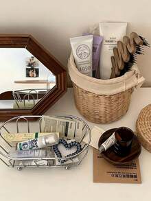 Metal Storage Basket Multifunctional Desk Organizer Box For Accessories Cosmetics Durable Desktop Organizer Rack Iron Art Small Storage Basket Suitable For Vanity Desk Photo Props Shelf Baskets Men Women Storage Organization Home Decor Back To School - Multicolor - View 5