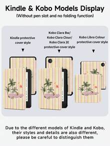 黄色四季豆、条纹、跑车、豹纹、椰子树、芙蓉花图案保护套，兼容 iPad Air 8(M4)2026(11 英寸)、Air 4/5 10.9 英寸、7/8/9 代 10.2 英寸，内置笔槽，兼容三星 Tab S6 10.4 英寸，兼容 Kindle 第 11 代(2022/2024)、Kindle Clara 2E、Clara Colour、Clara BW (6 英寸) 和 Libra Colour (7 英寸)，可爱少女风时尚设计，平板电脑桌面装饰，生日和节日礼物。 - 彩色 - 查看 9