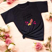 SimpleAndVersatileDesignT-Shirt Blouse To You Who Gave Me Your Life, Your Love And Your Spankings For Mother's DayCottonT-Shirt - Black - View 3