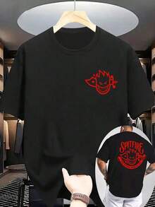 Cute Unisex Premium Casual T-Shirts - SPITFIRE Men's Graphic Tee - Bold "Burns For Life" Flame Design - Contrasting Black And Red - Breathable Everyday T-Shirt - Regular Fit Casual Tee For Parties And Outings - Bold Fire-Themed Clothing, PLUS SIZES, Clothing For Tall And Large Men, Clothing For Big And Tall Men, Tall And Large Men - 黑色 - 查看 6
