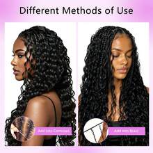 bling hair Tóc móc sợi sóng sâu, 100 sợi, kiểu thắt nút kỳ diệu, tóc móc xoăn dành cho nữ, đã được tách sẵn, không có nút thắt, tóc nối móc sợi lông vũ làm từ tóc thật. - Natural Black - Xem 6